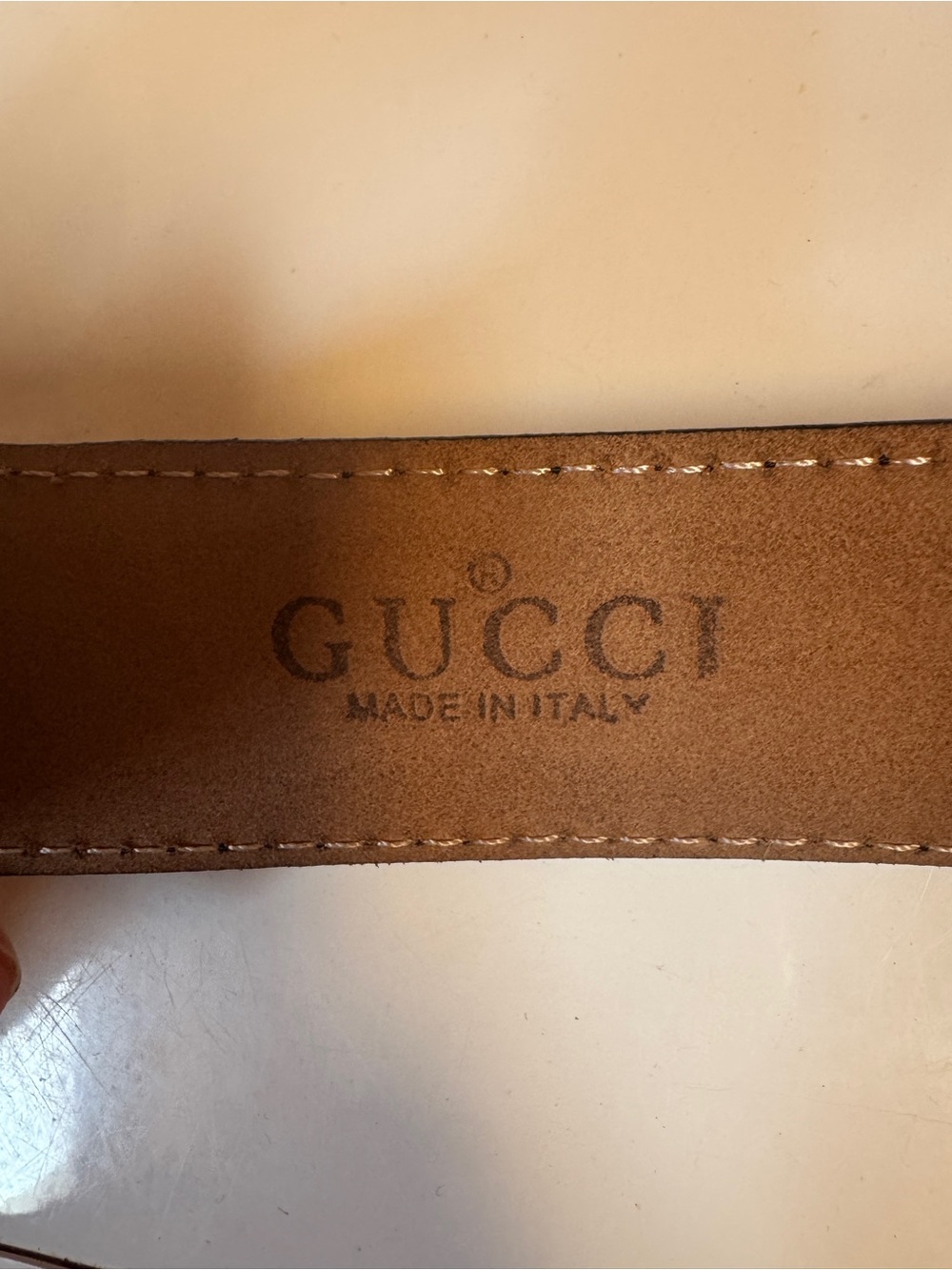 Gucci Brown Leather Belt with Antiqued Gold Double G Buckle - Picture 3 of 3